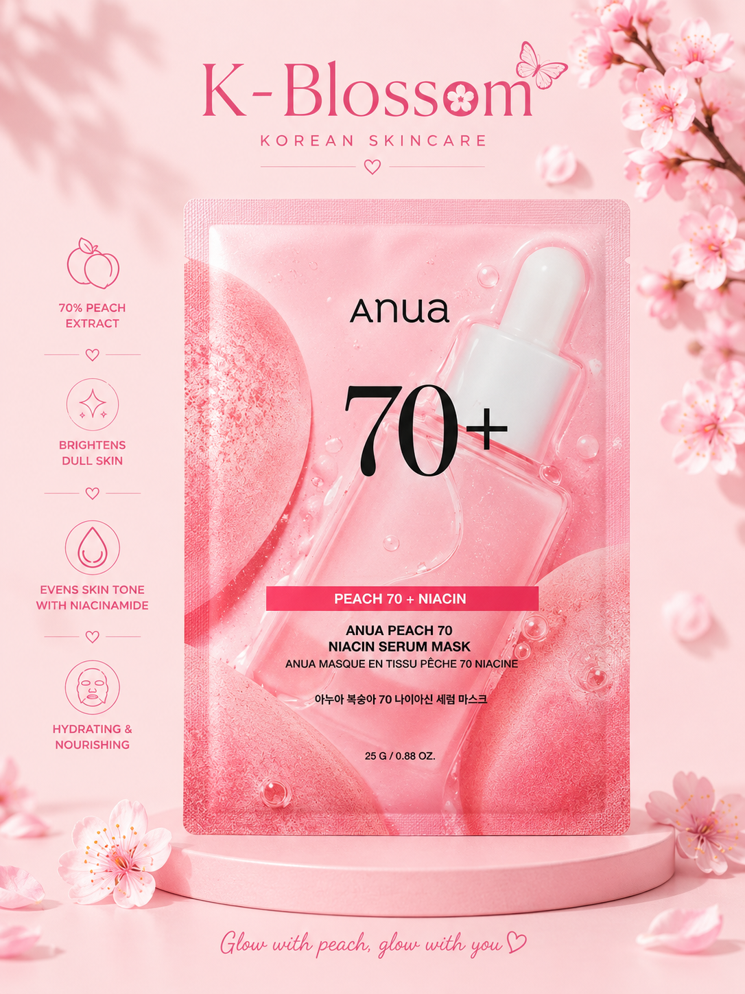 Anua Peach 70 Niacin Serum Mask 25ml, 1 piece