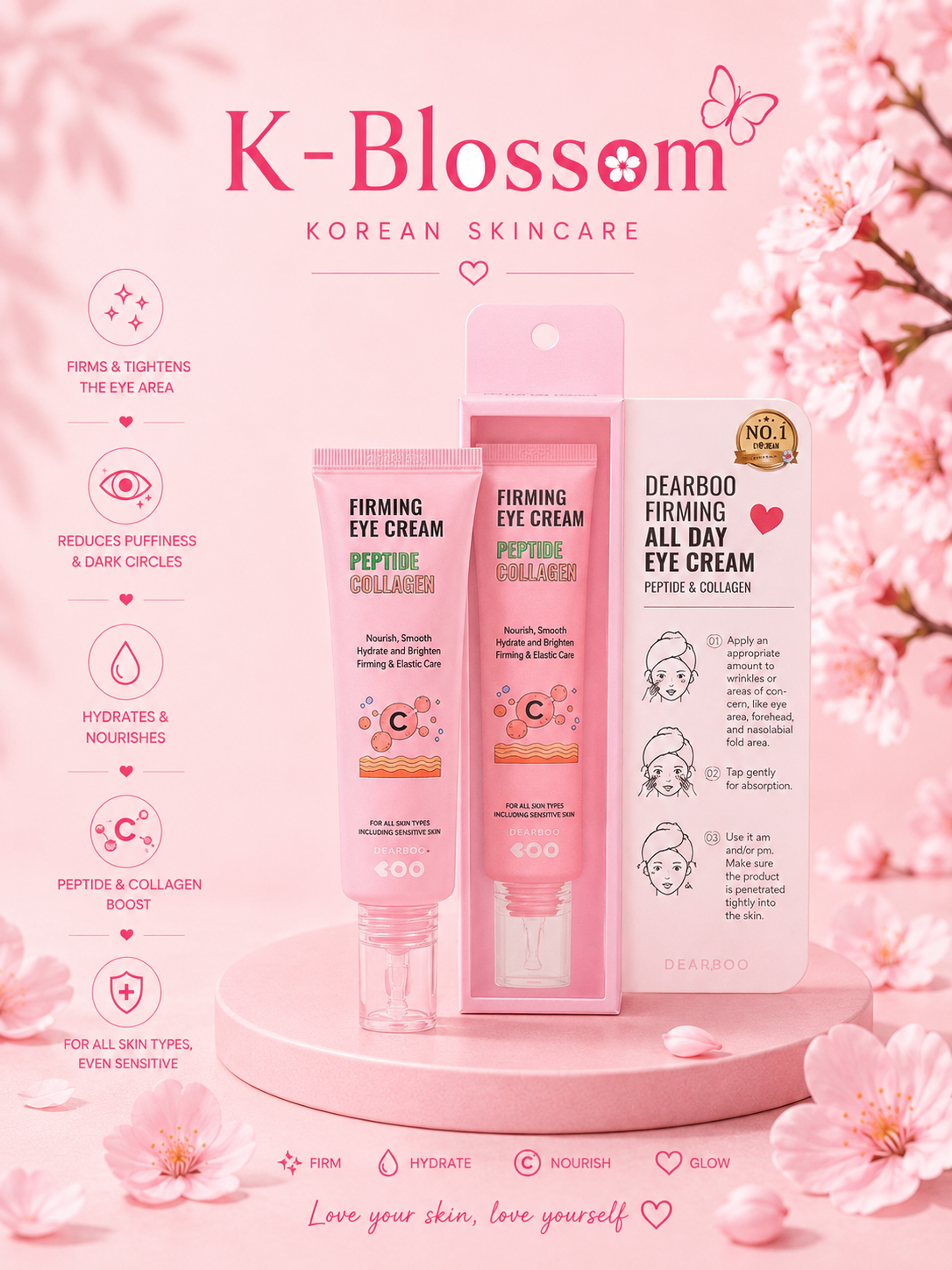 Dearboo Firming Eye Cream with Peptide & Collagen