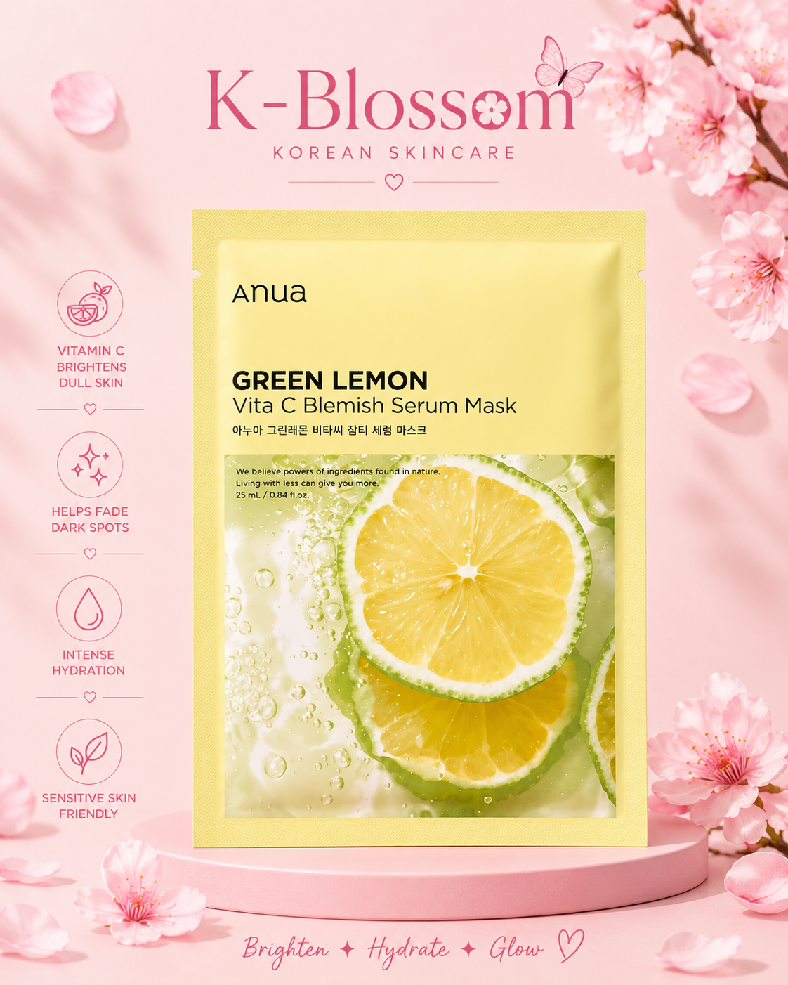 Anua Green Lemon Vita C Belmish Serum Mask 25ml, 1 piece